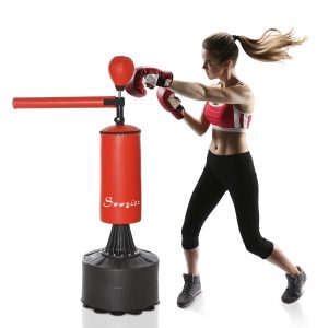 Easy to Inflate in Minutes Stress Punch Boxing Fun Workout Bag With Foot Pump ADEPTNA Strong Large Inflatable Freestanding Punching Tower Anti-leak water Base Can be Used Indoor or Outdoor 