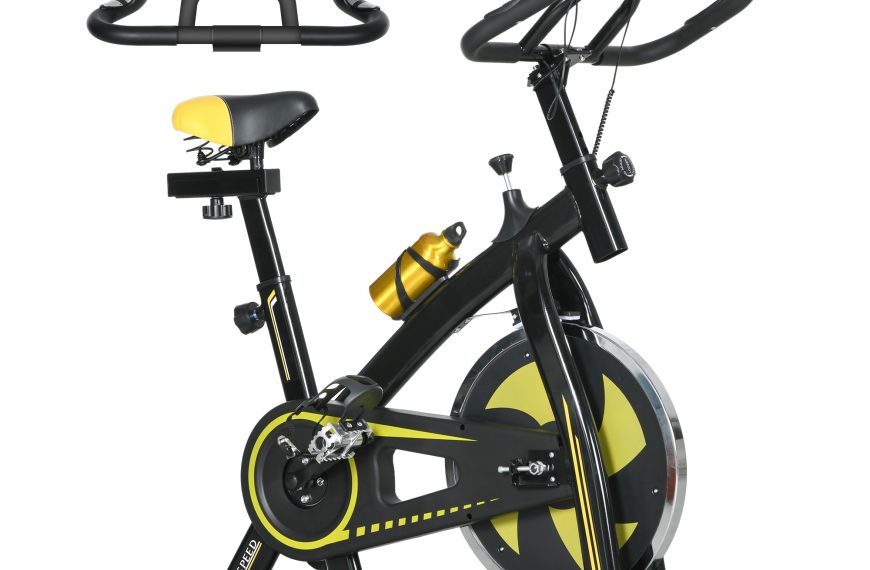 Exercise Bike, Indoor Stationary Bike, Cycling Machine with Adjustable Seat and Resistance for Home Gym Workout, Yellow