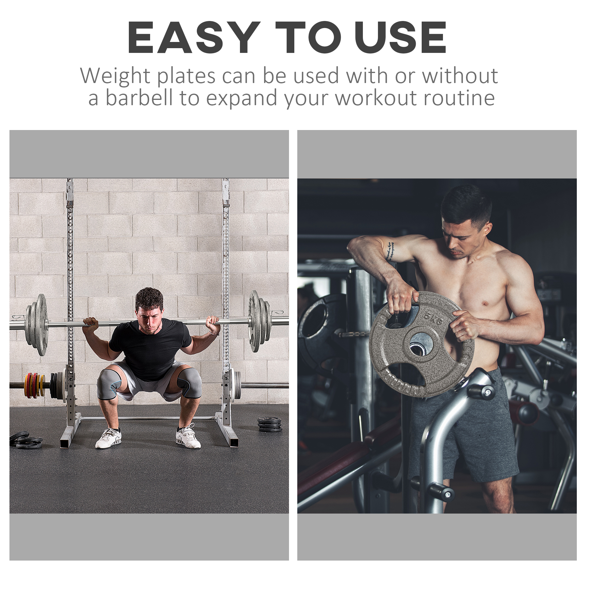 Set of 6 Cast Iron Olympic Weight for 2"/5cm Hole Dumbbell Handle Bar 35kg Dumbbell Plates Barbell Weight 2 x 5kg, 2 x 2.5kg, 2 x 10kg - Image 4