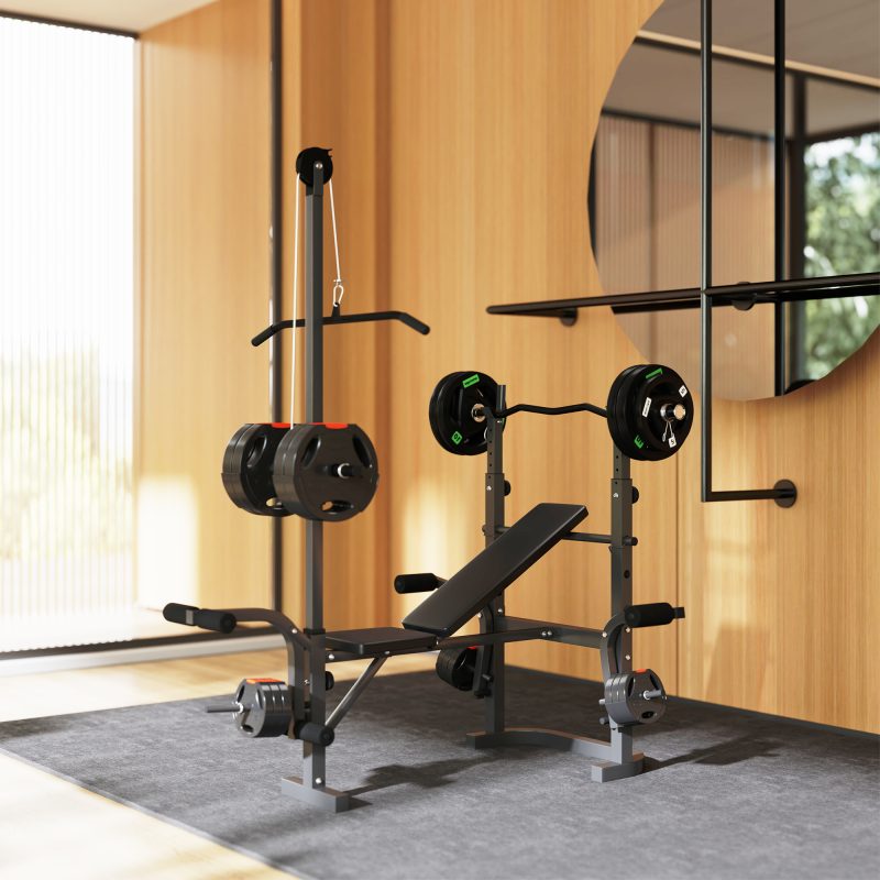 Adjustable Weight Bench with Bench Press Rack, Preacher Curl Bench, Leg ...