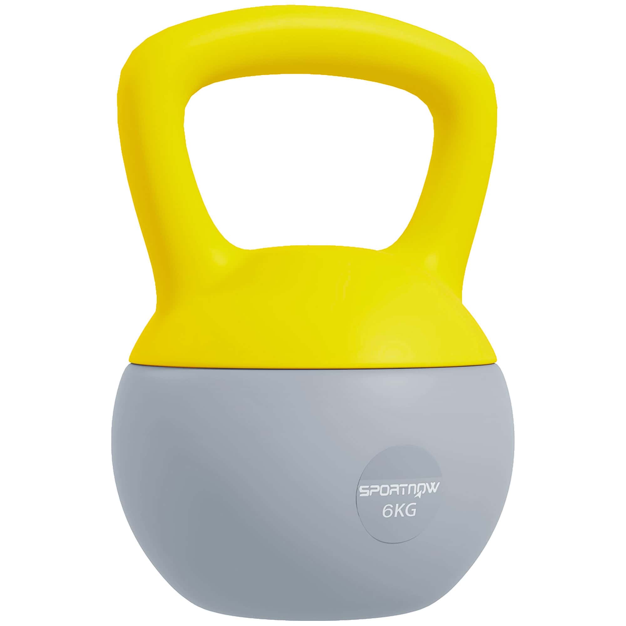 Soft Kettlebell, 6kg Kettle Bell with Non-Slip Handle for Home Gym Weight Lifting and Strength Training, Yellow and Grey