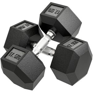 35KG Rubber Hex Dumbbell Portable Hand Weights Dumbbell Home Gym