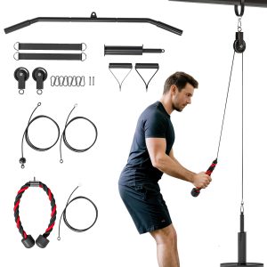 Weight Pulley System, Cable Pulley System for Home Gym, Cable Machine LAT Pull Down Attachment for Biceps Curl, Tricep, Arm Workouts