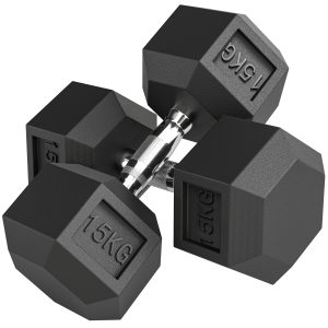 30KG Rubber Hex Dumbbell Portable Hand Weights Dumbbell Home Gym