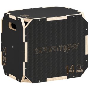 Non-Slip Plyo Box, Corner-free Wooden Jump Box, 31 x 36 x 41 cm