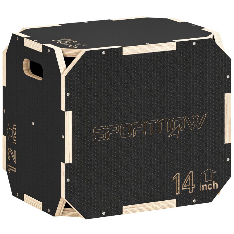 Non-Slip Plyo Box, Corner-free Wooden Jump Box, 31 x 36 x 41 cm ...