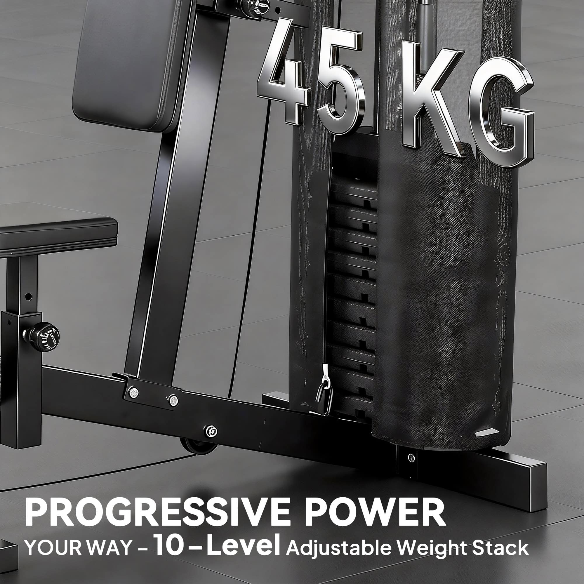 Multi Gym with Adjustable Seat and Back, All in One Home Gym Machine with 45kg Weight Stack for Full Body Strength Training - Image 5