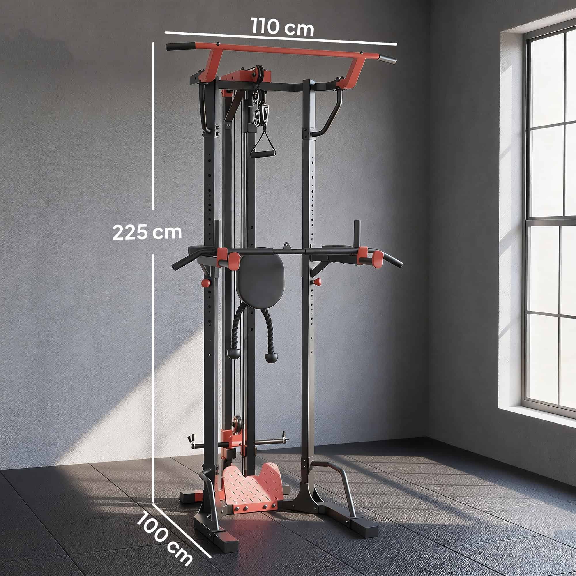 Power Tower with Lat Pull Down Machine, Pull Up Bar, Dip Station, Adjustable Height Power Pack for Home Gym - Image 3