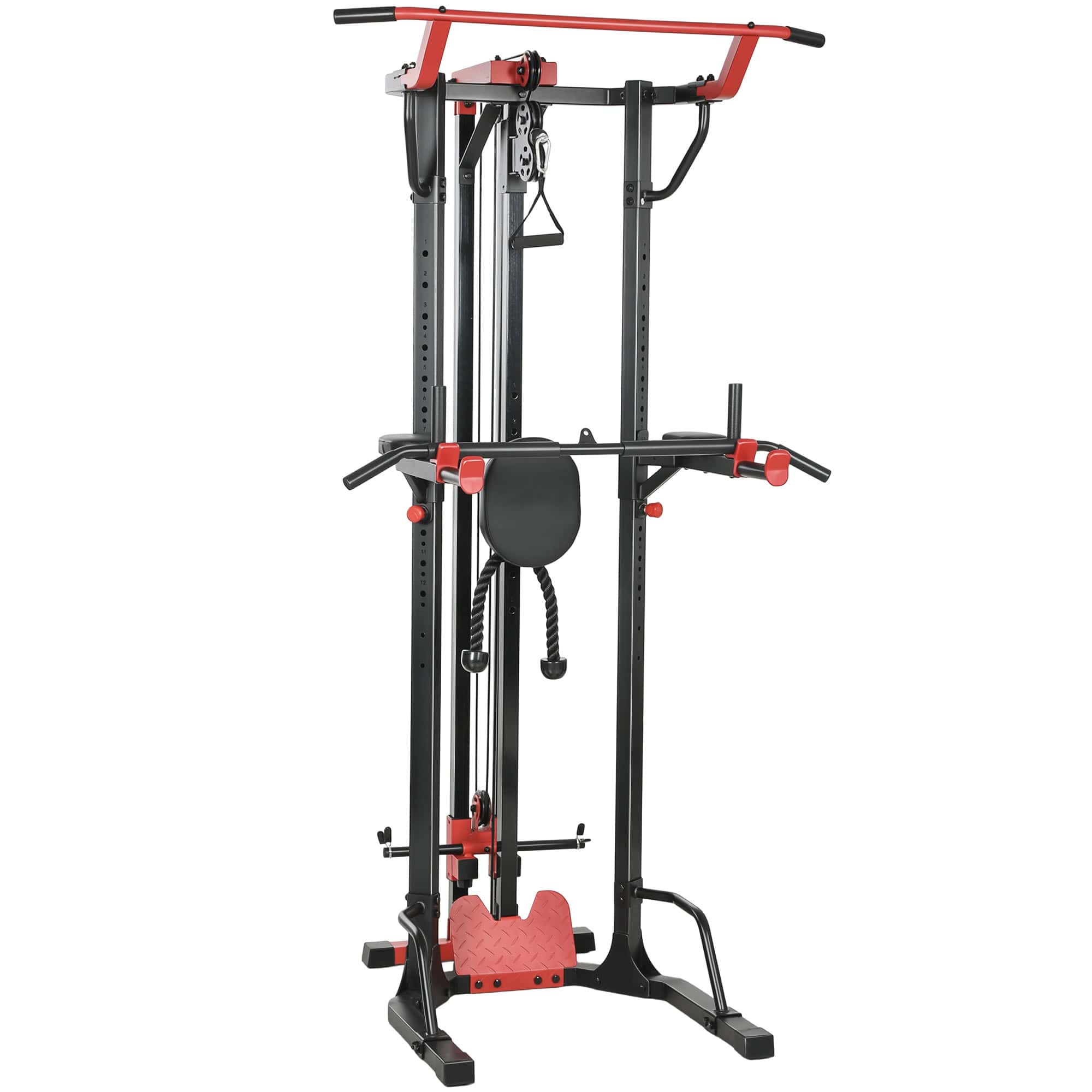 Power Tower with Lat Pull Down Machine, Pull Up Bar, Dip Station, Adjustable Height Power Pack for Home Gym