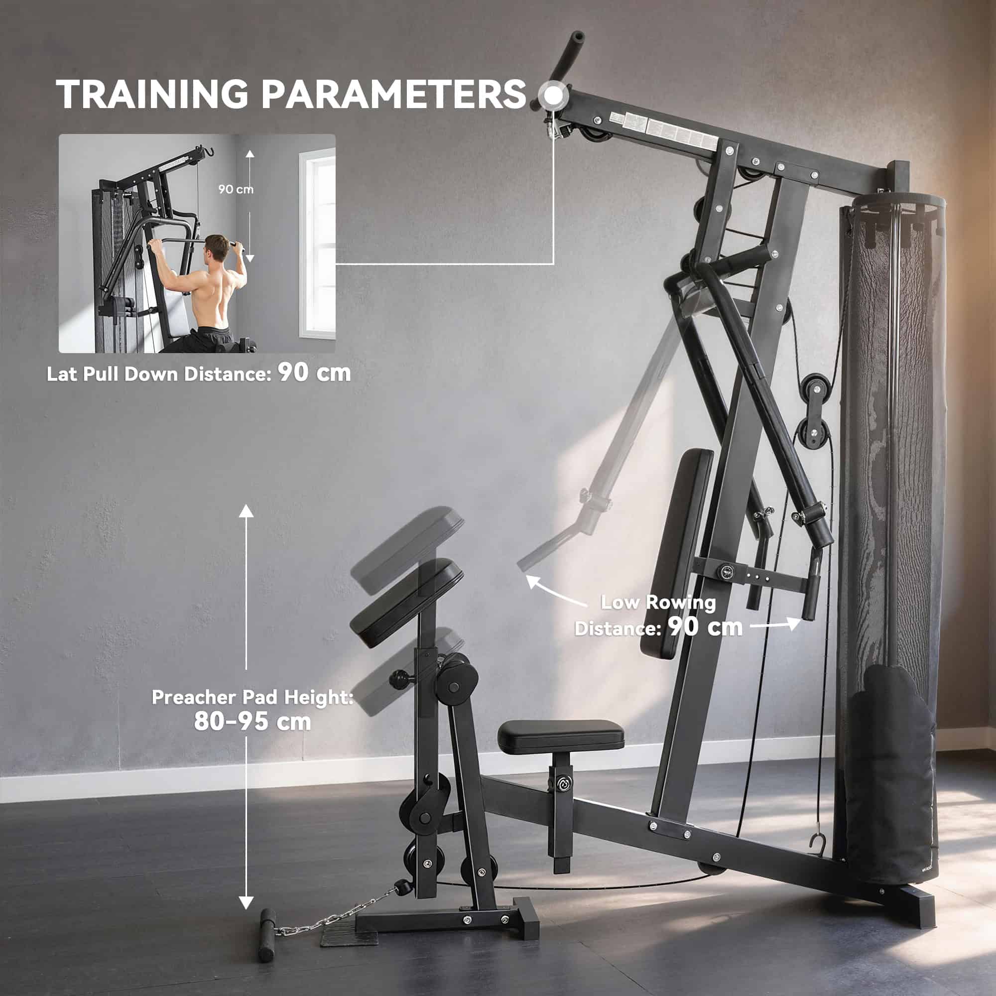 Multi Gym with Adjustable Seat and Back, All in One Home Gym Machine with 45kg Weight Stack for Full Body Strength Training - Image 7