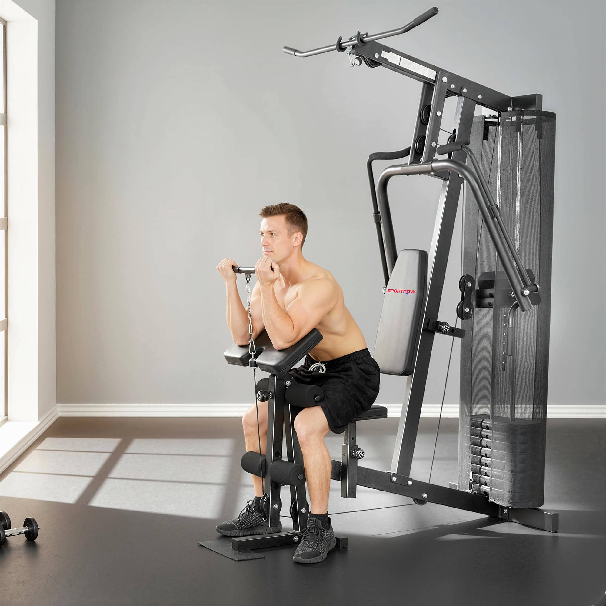 Multi Gym with Adjustable Seat and Back, All in One Home Gym Machine with 45kg Weight Stack for Full Body Strength Training - Image 9