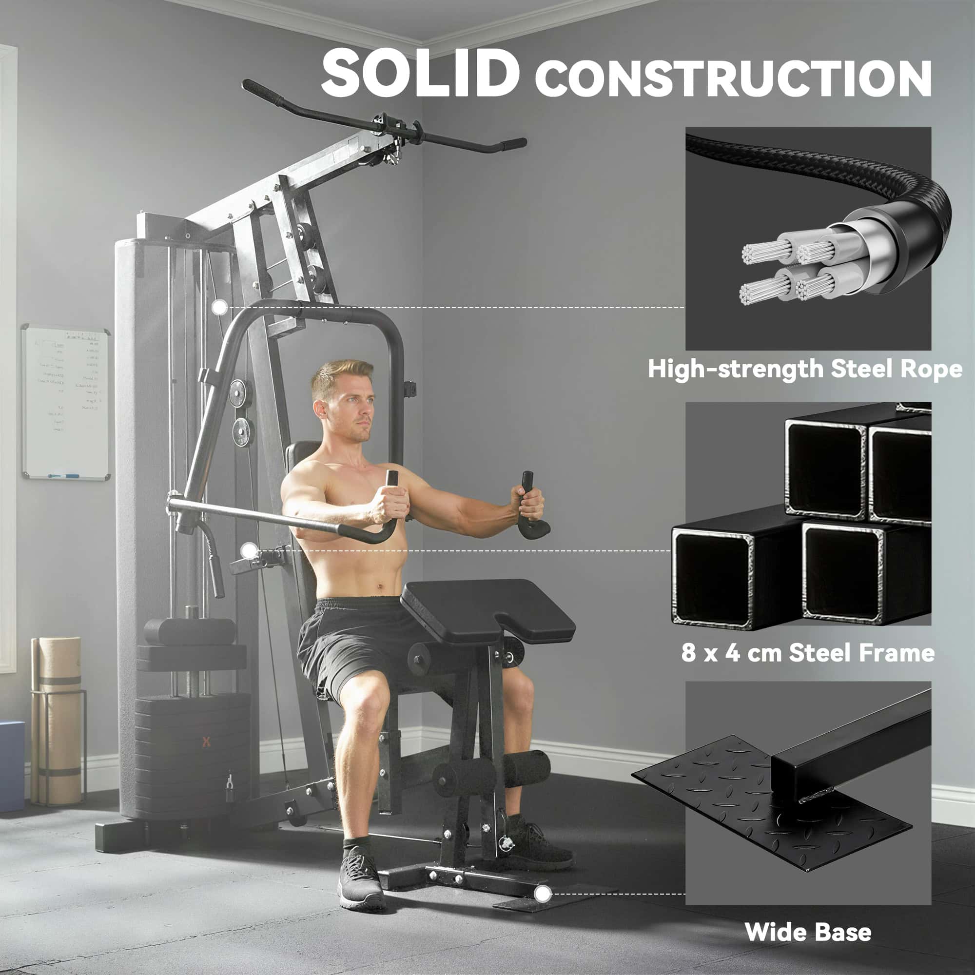 Multi Gym with Adjustable Seat and Back, All in One Home Gym Machine with 45kg Weight Stack for Full Body Strength Training - Image 6