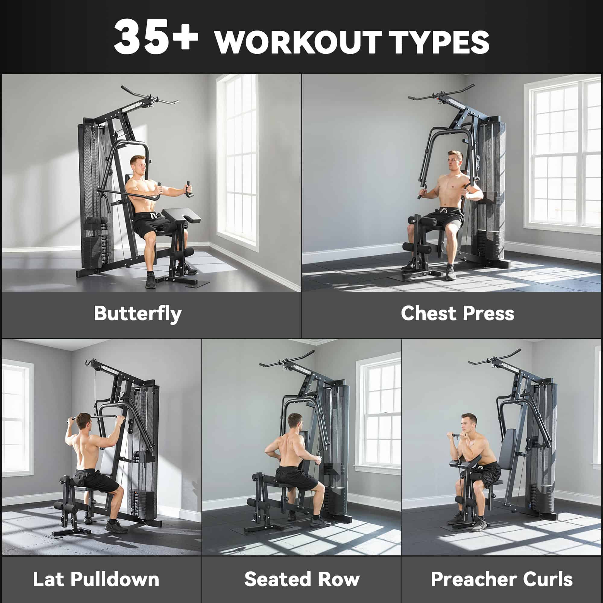 Multi Gym with Adjustable Seat and Back, All in One Home Gym Machine with 45kg Weight Stack for Full Body Strength Training - Image 4