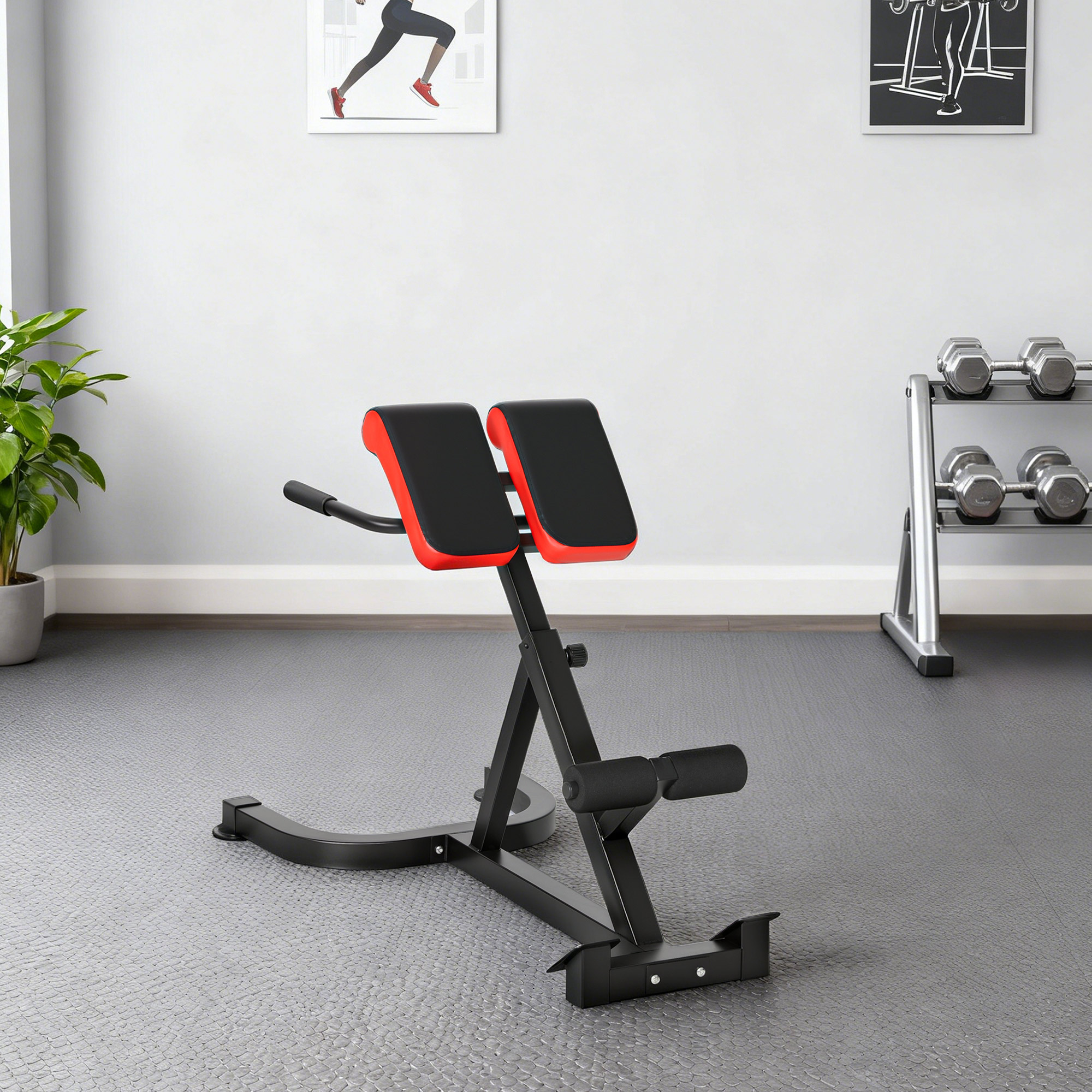 45-Degree Hyperextension Roman Chair, 5-Level Adjustable Back Extension Bench, Heavy-Duty Home Gym Equipment, Red - Image 9