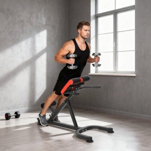 Alternative view of 45-Degree Hyperextension Roman Chair, 5-Level Adjustable Back Extension Bench, Heavy-Duty Home Gym Equipment, Red