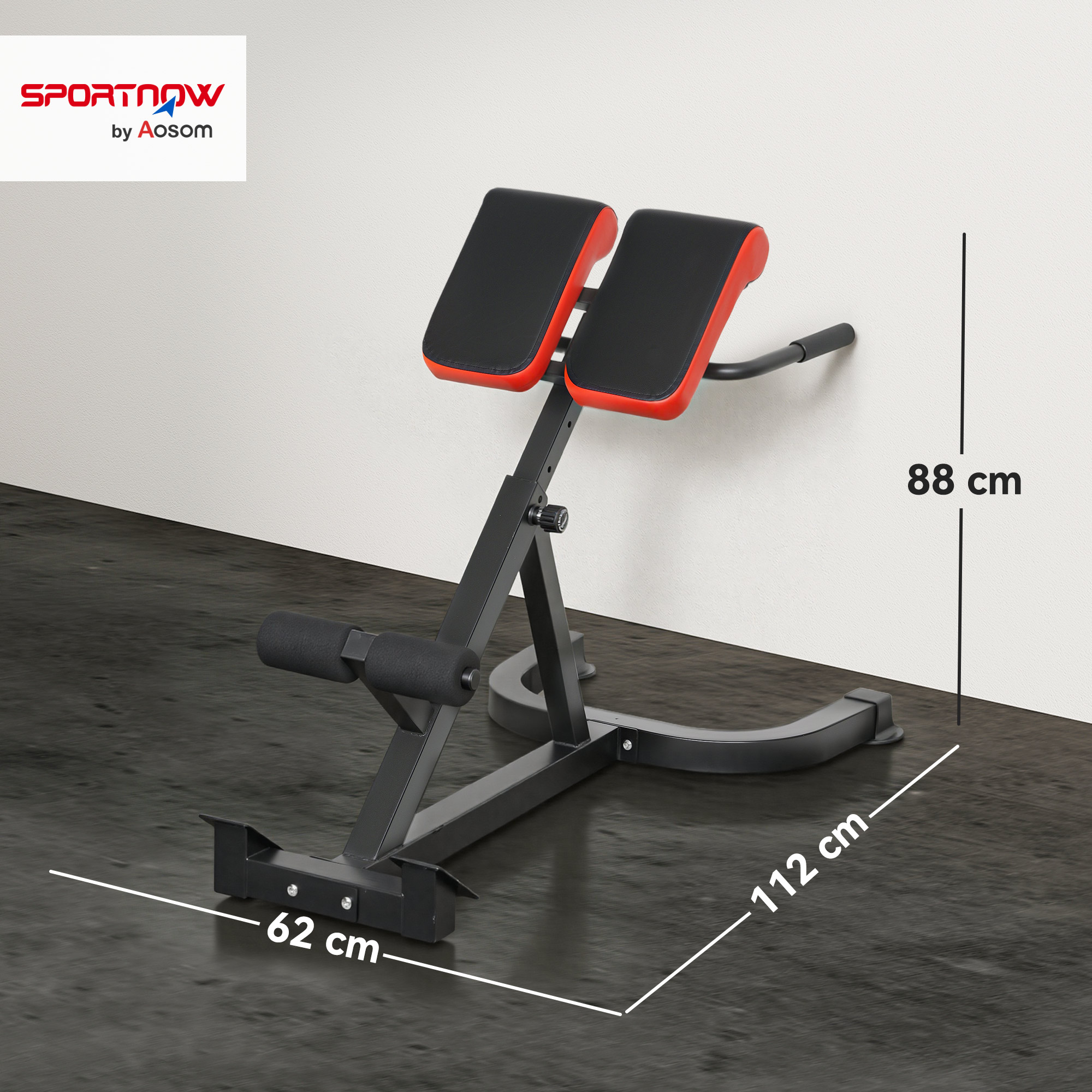 45-Degree Hyperextension Roman Chair, 5-Level Adjustable Back Extension Bench, Heavy-Duty Home Gym Equipment, Red - Image 3