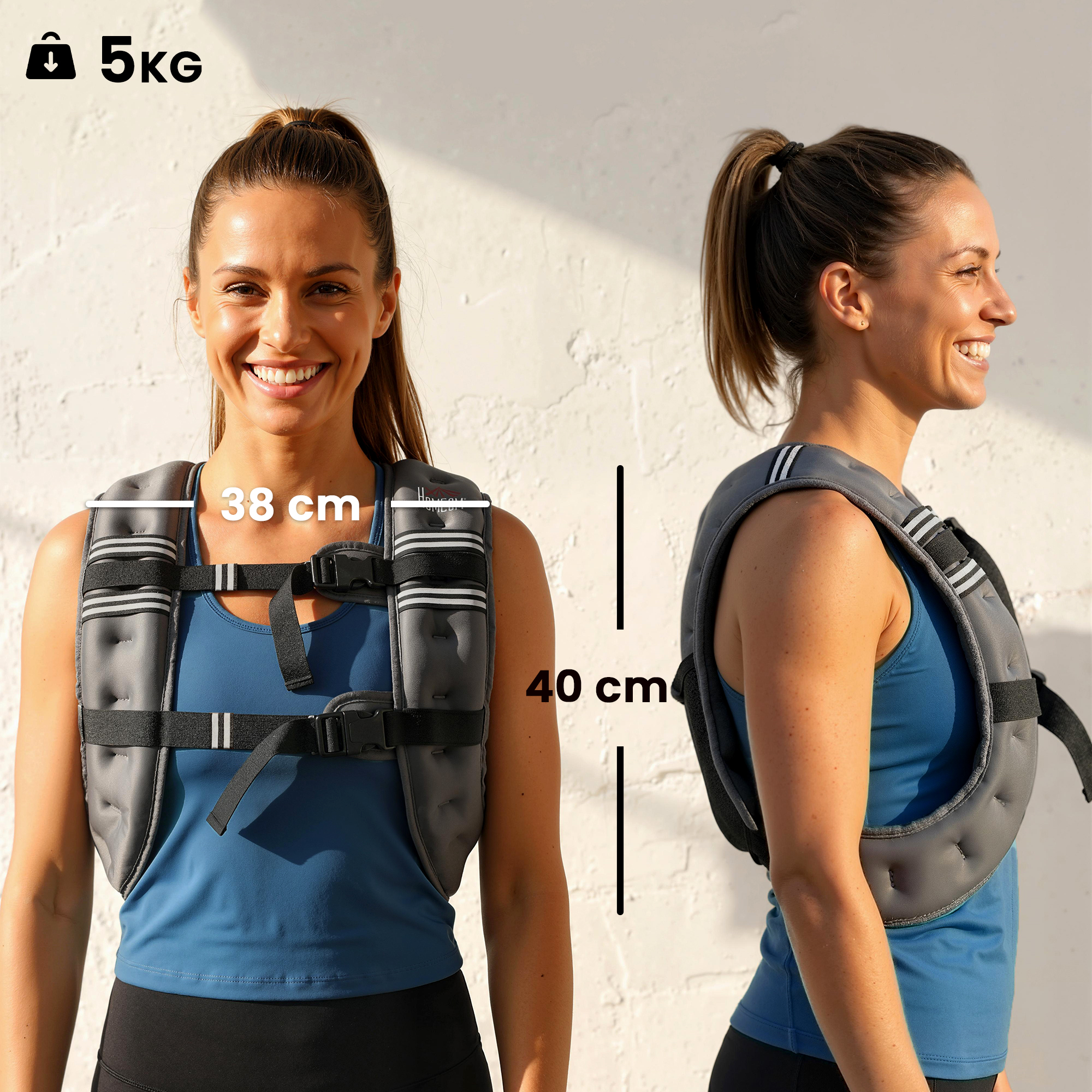 5KG Weighted Vest, Running Weight Vest with Adjustable Strap, Convenient Pocket and Reflective Strips for Men and Women - Image 3