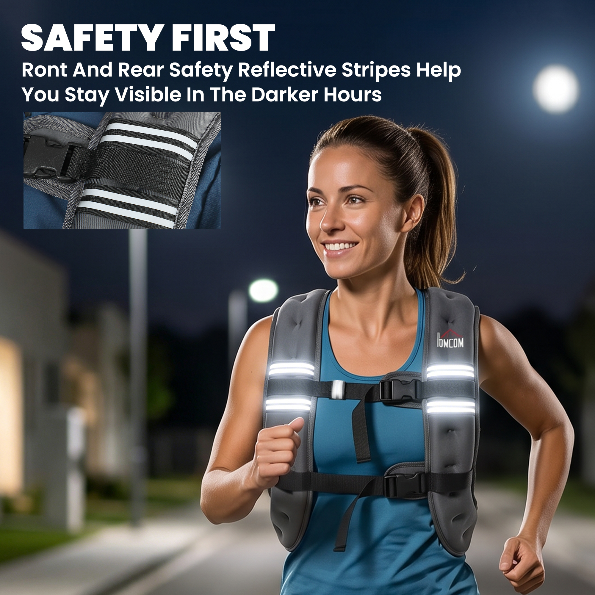 10KG Weighted Vest, Running Weight Vest with Adjustable Strap, Convenient Pocket and Reflective Strips for Men and Women - Image 7