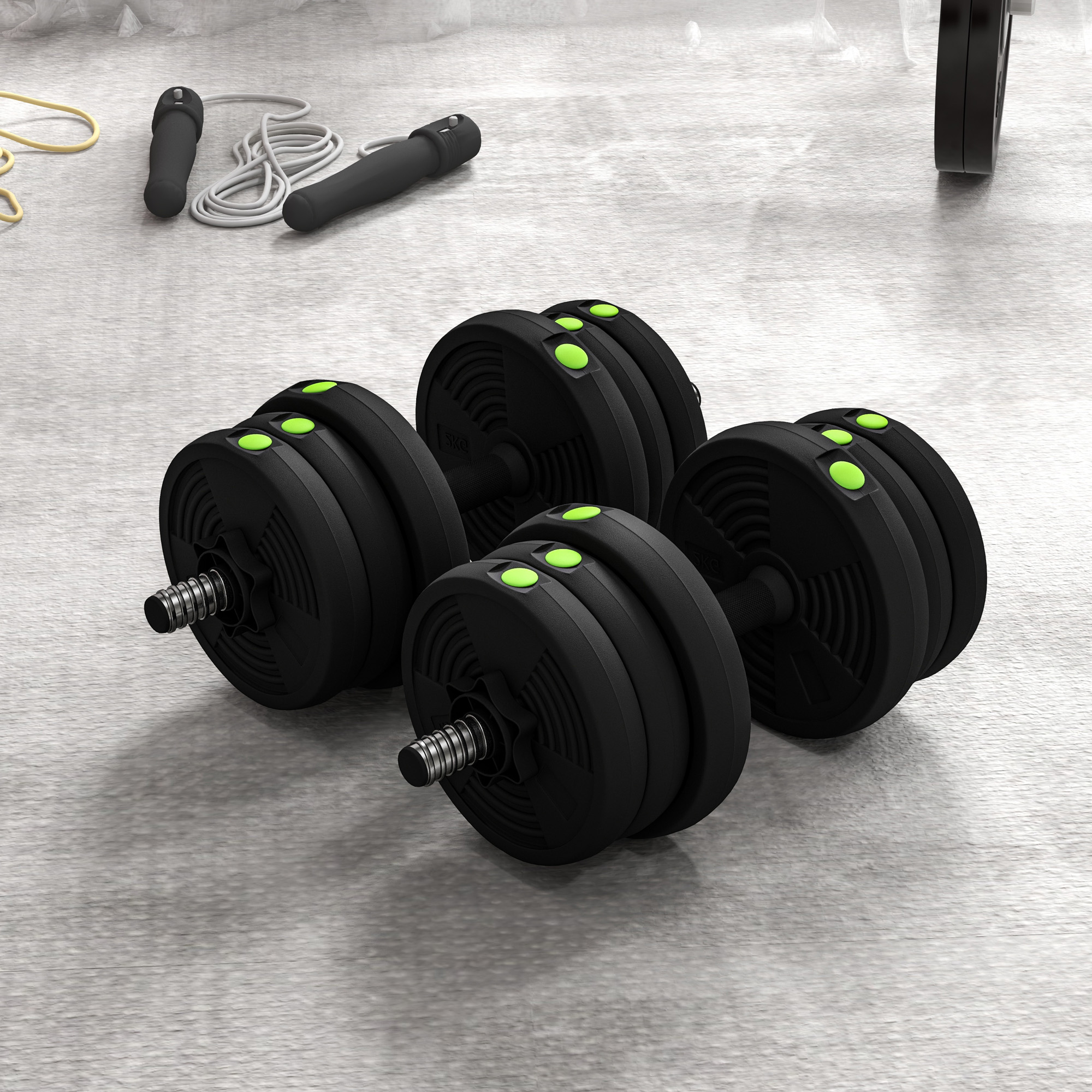 Adjustable Weight Barbell & Dumbbells Set Free Weights Strength Muscle Exercise Home Gym Training, Black and Green - Image 9