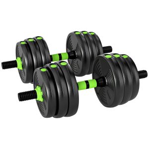 20 kg 3-in-1 Adjustable Dumbbell & Barbell Set with EZ Bar, Connecting Rod and Non-Slip Grip for Home Gym, Green