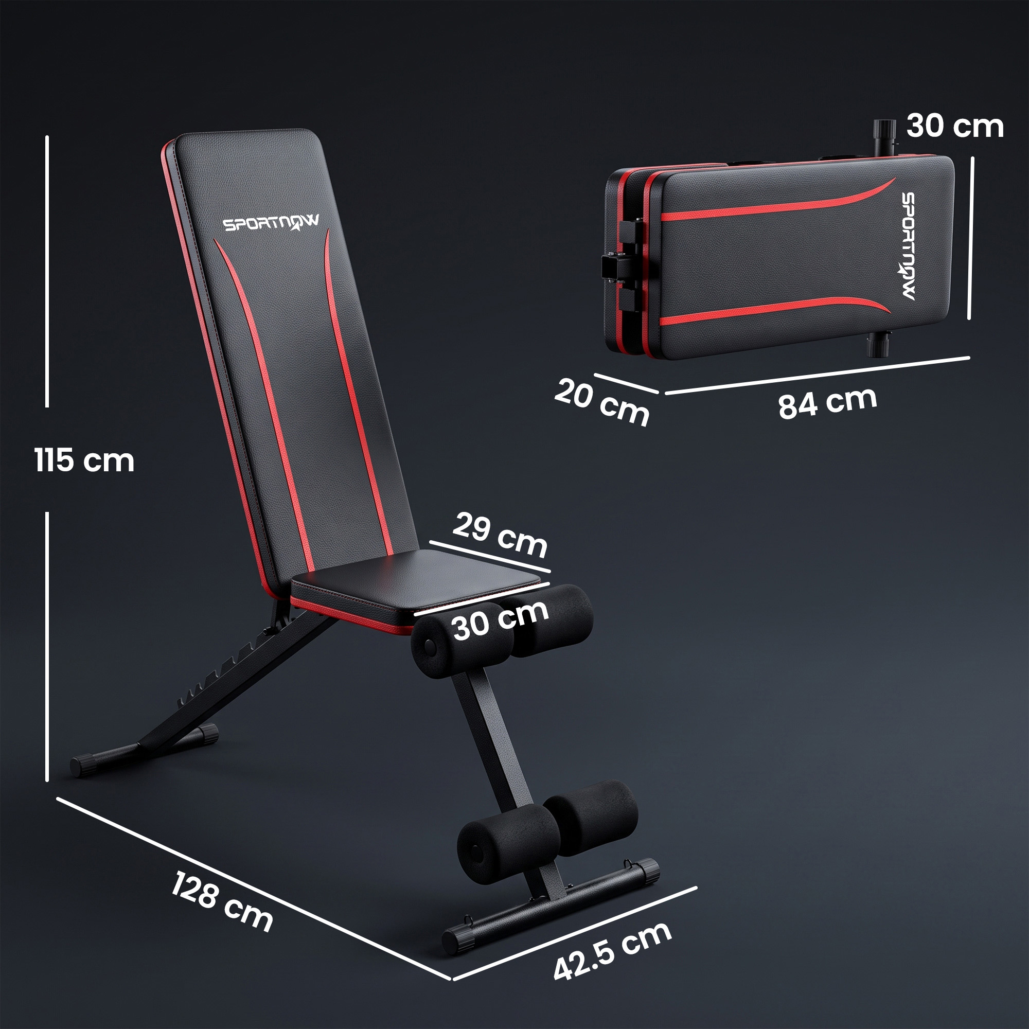Adjustable Weight Bench for Home Gym, Foldable Incline Decline Bench Press with Resistance Bands, 7-Position Backrest - Image 3