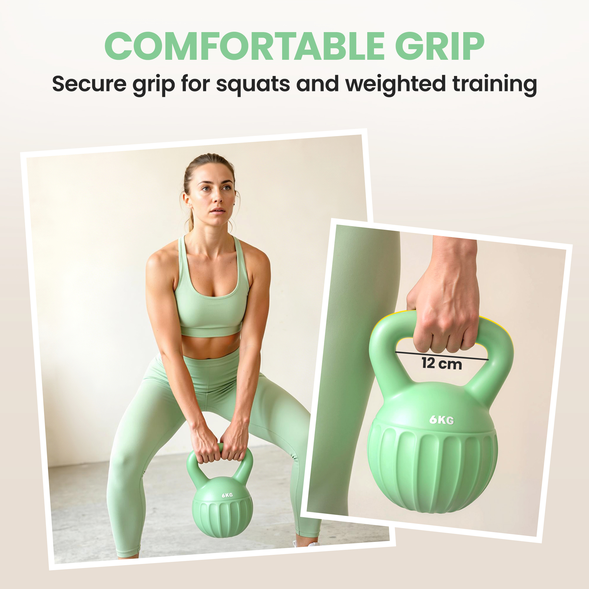 Kettlebell for Strength Training Kettle Bell with Non-Slip Handle 6 kg Green - Image 6