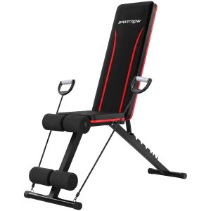 Adjustable Weight Bench for Home Gym, Foldable Incline Decline Bench Press with Resistance Bands, 7-Position Backrest