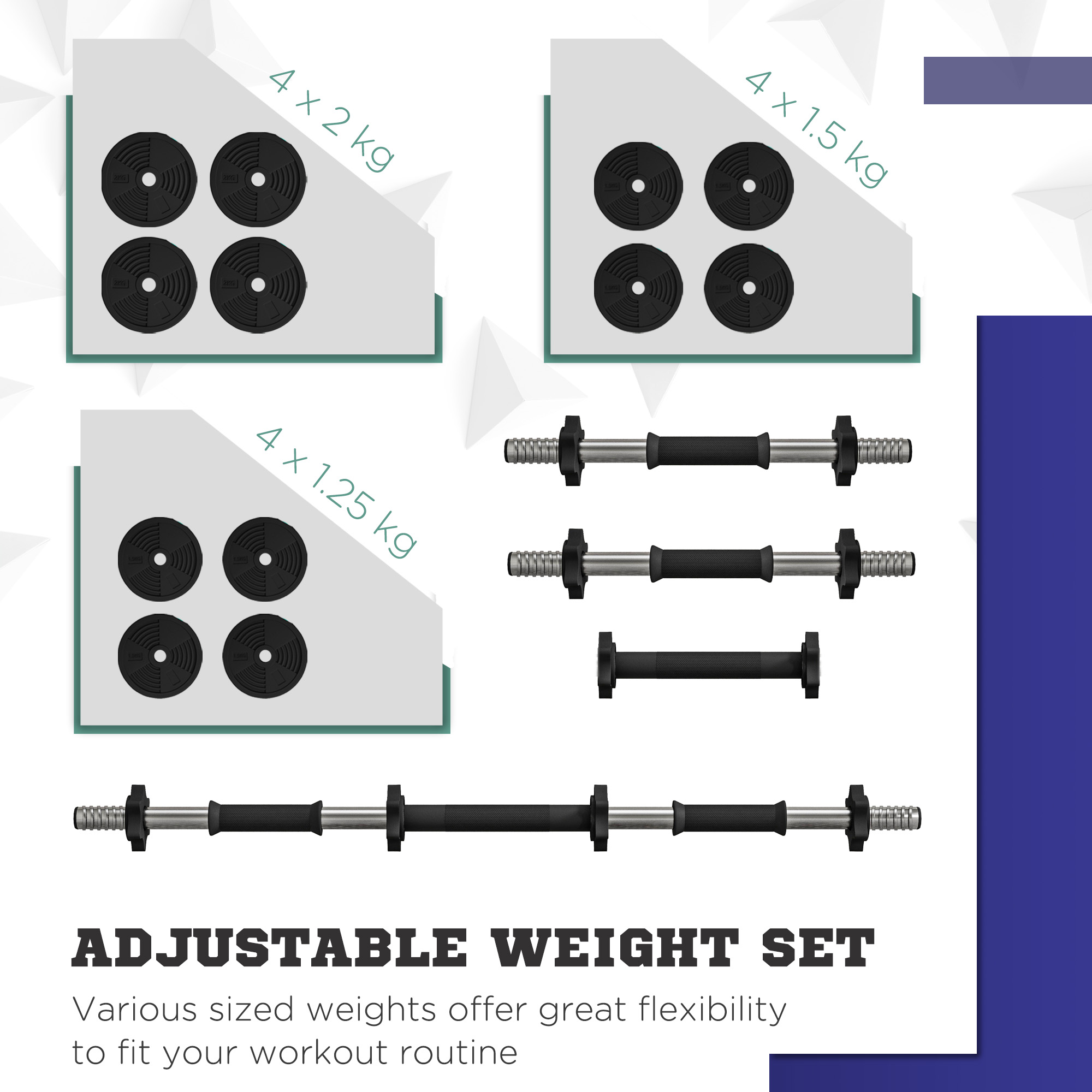 Adjustable Weight Barbell & Dumbbells Set Free Weights Strength Muscle Exercise Home Gym Training, Black and Green - Image 5