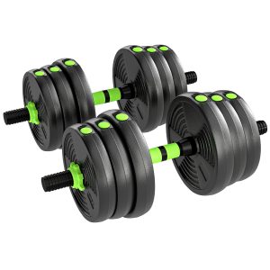 25 kg 3-in-1 Adjustable Dumbbell & Barbell Set with EZ Bar, Connecting Rod and Non-Slip Grip for Home Gym, Green