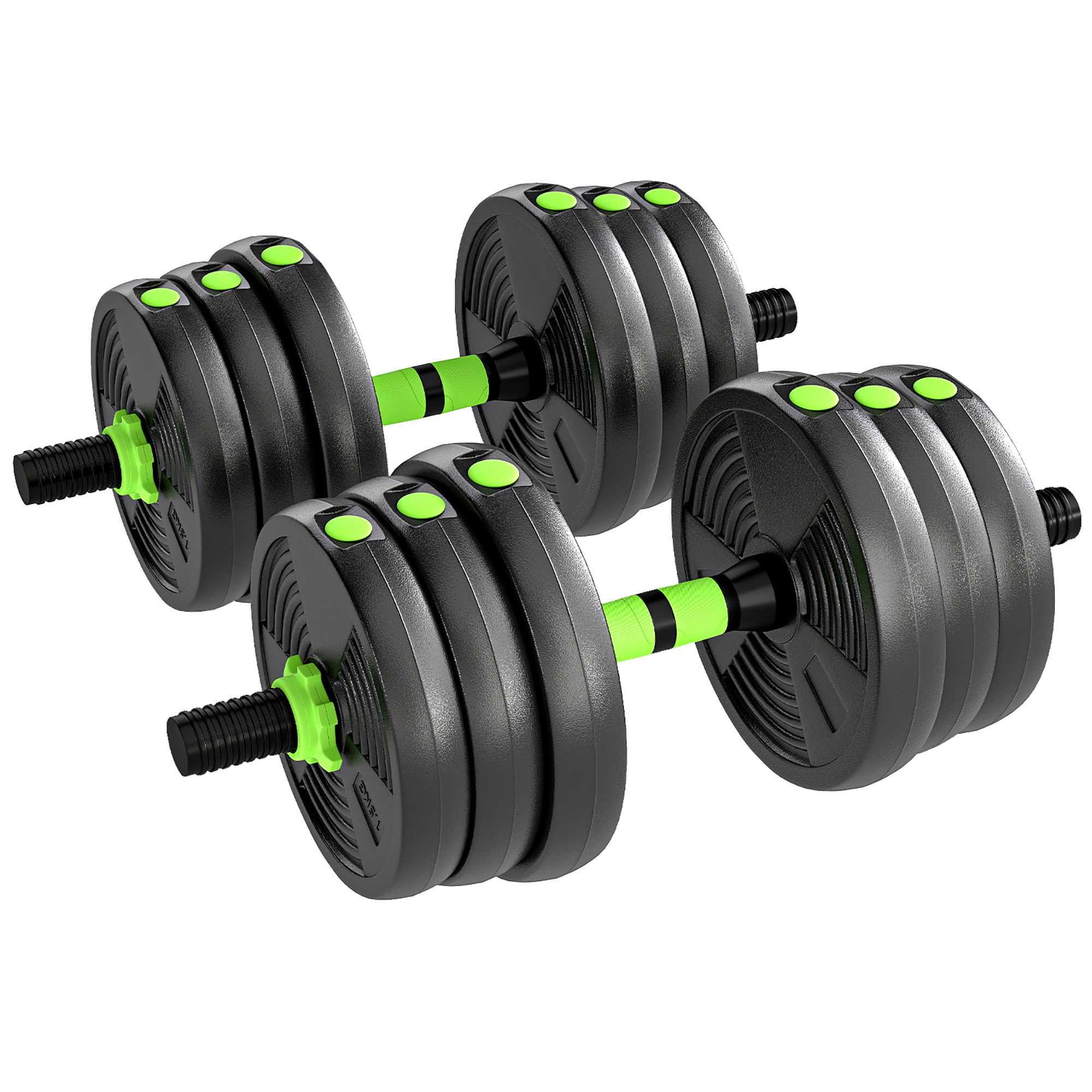 25 kg 3-in-1 Adjustable Dumbbell & Barbell Set with EZ Bar, Connecting Rod and Non-Slip Grip for Home Gym, Green
