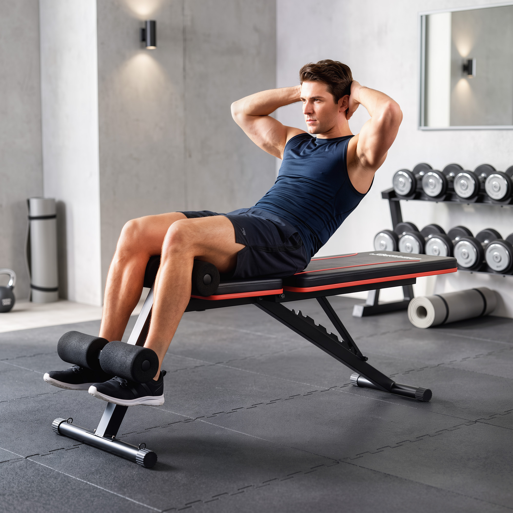 Adjustable Weight Bench for Home Gym, Foldable Incline Decline Bench Press with Resistance Bands, 7-Position Backrest - Image 8
