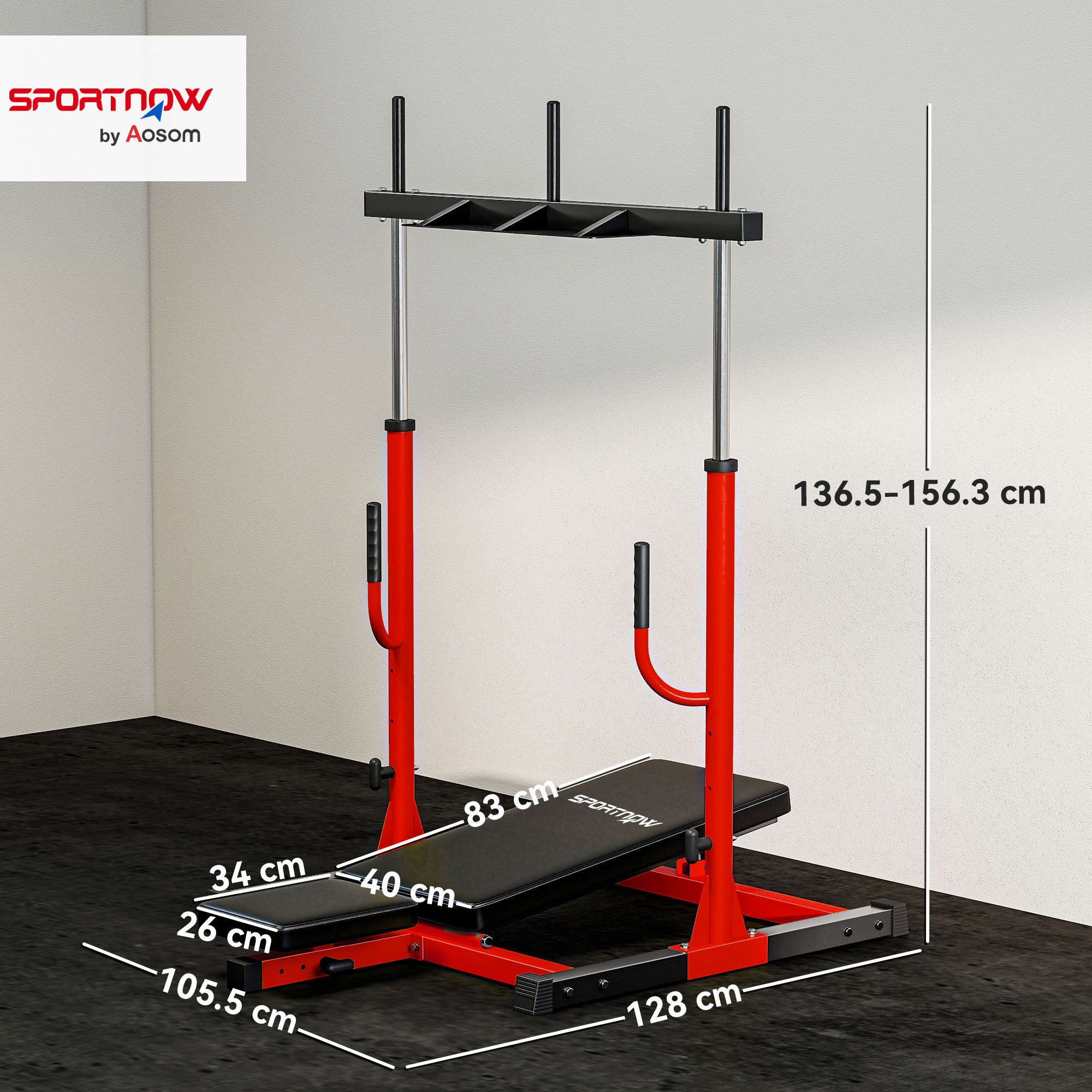 Vertical Leg Press Machine with Adjustable Leg, Back and Head Positions, 1" Standard Plate Compatible, Red - Image 3