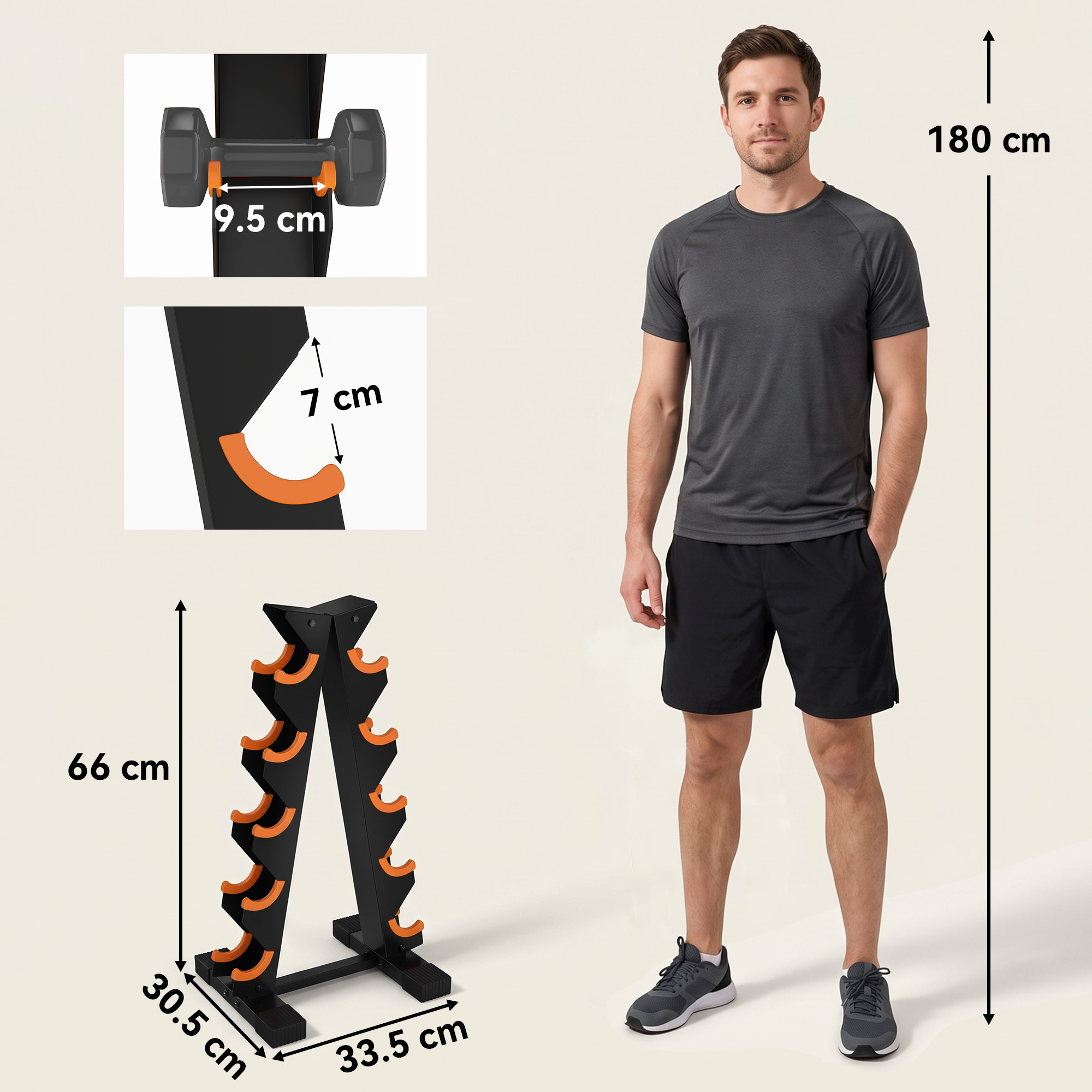 5-Tier Dumbbell Rack, A-Frame Weight Stand with Protective Washers, Non-Slip Feet, Space-Saving Storage for Home Gym - Image 3