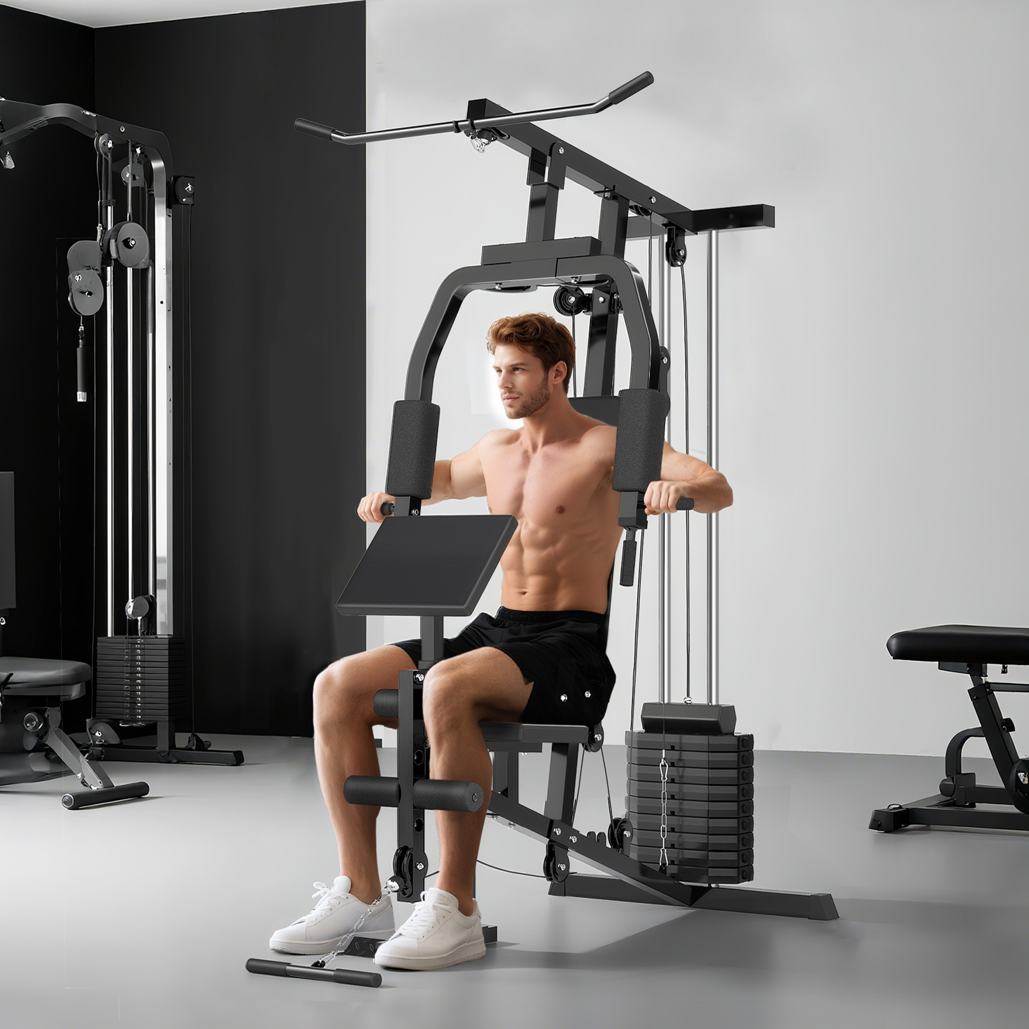 Multi Gym Equipment, 45KG Weight Stack, Chest Press, Butterfly Press & Leg Developer for Strength Training - Image 2