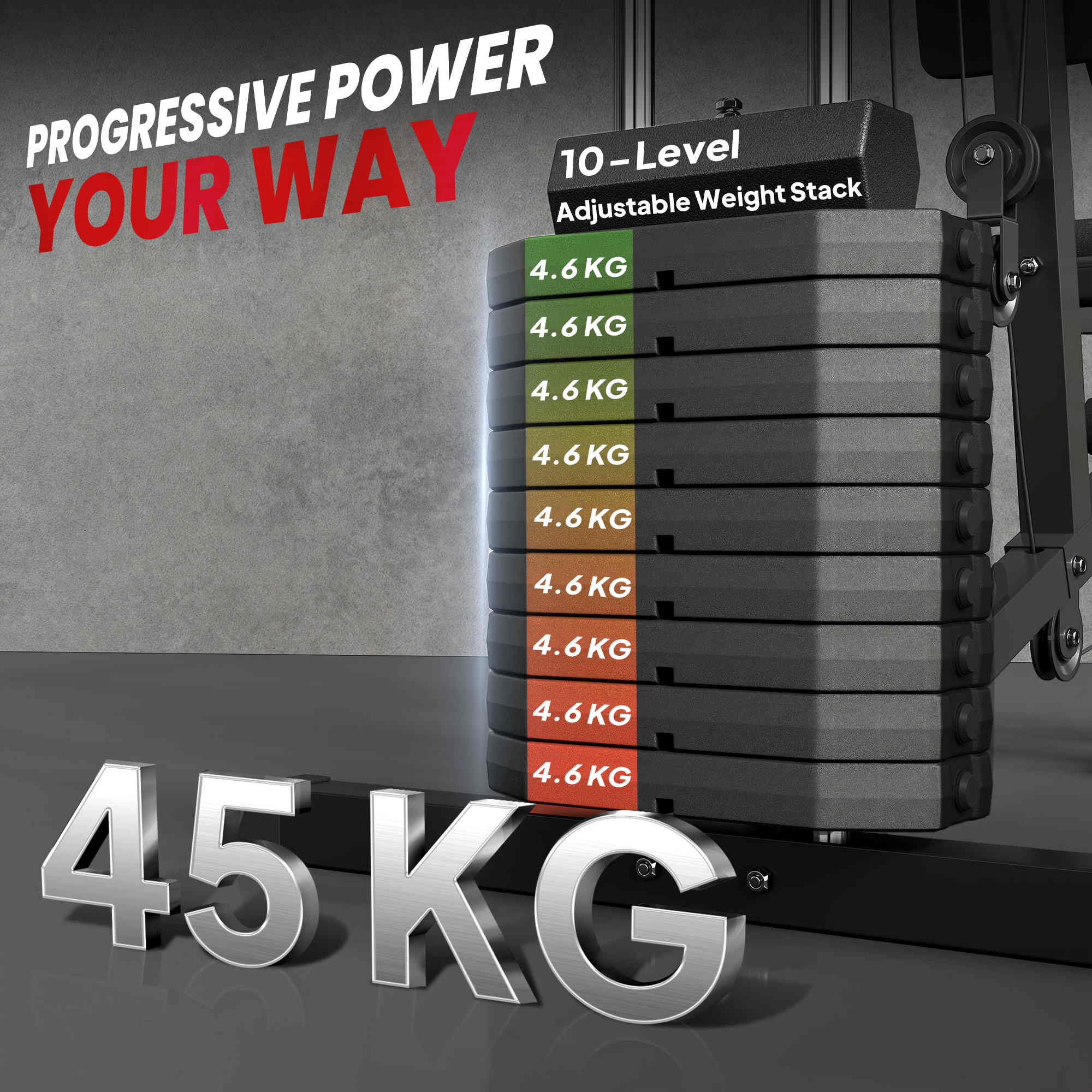 Multi Gym Equipment, 45KG Weight Stack, Chest Press, Butterfly Press & Leg Developer for Strength Training - Image 5