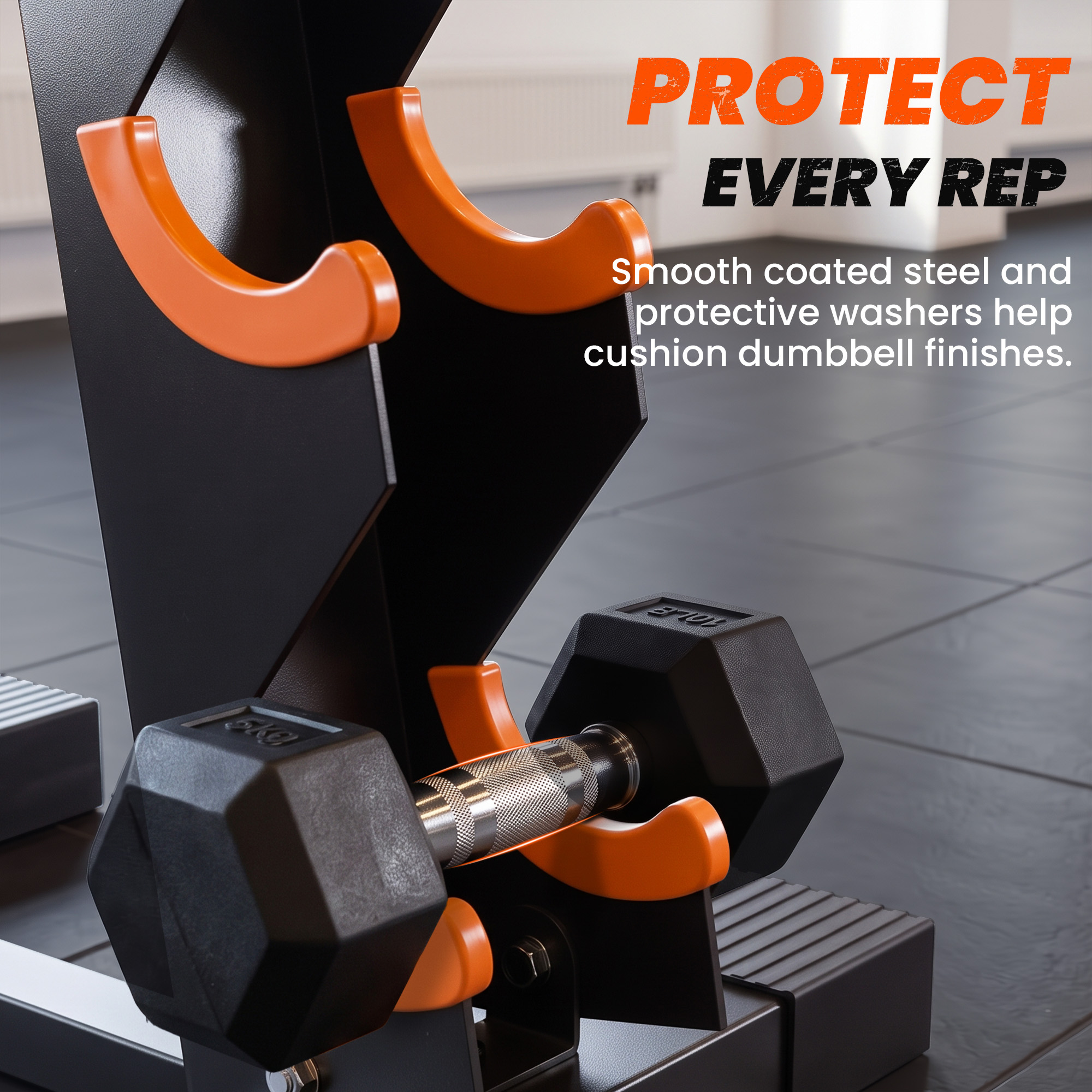 5-Tier Dumbbell Rack, A-Frame Weight Stand with Protective Washers, Non-Slip Feet, Space-Saving Storage for Home Gym - Image 6