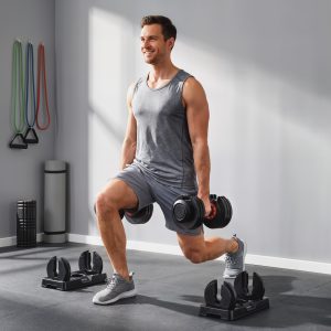 Alternative view of 24kg Adjustable Dumbbell Set of 2, 10-in-1 Dumbbell Weights with Quick-Dial System, Safety Lock, Non-Slip Grip, Storage Tray, Space-Saving Free Weights for Home Gym Strength Training