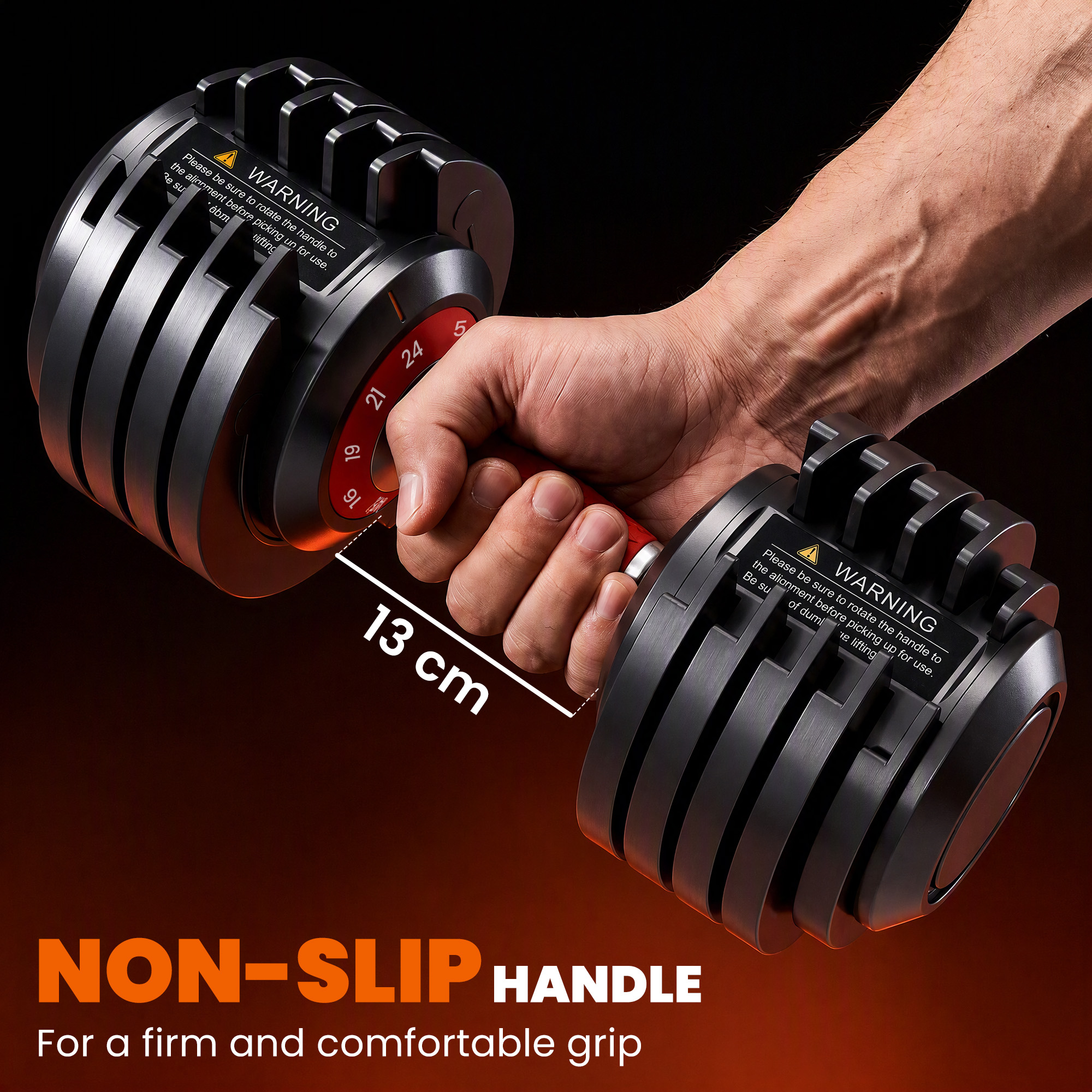 24kg Adjustable Dumbbell Set of 2, 10-in-1 Dumbbell Weights with Quick-Dial System, Safety Lock, Non-Slip Grip, Storage Tray, Space-Saving Free Weights for Home Gym Strength Training - Image 5