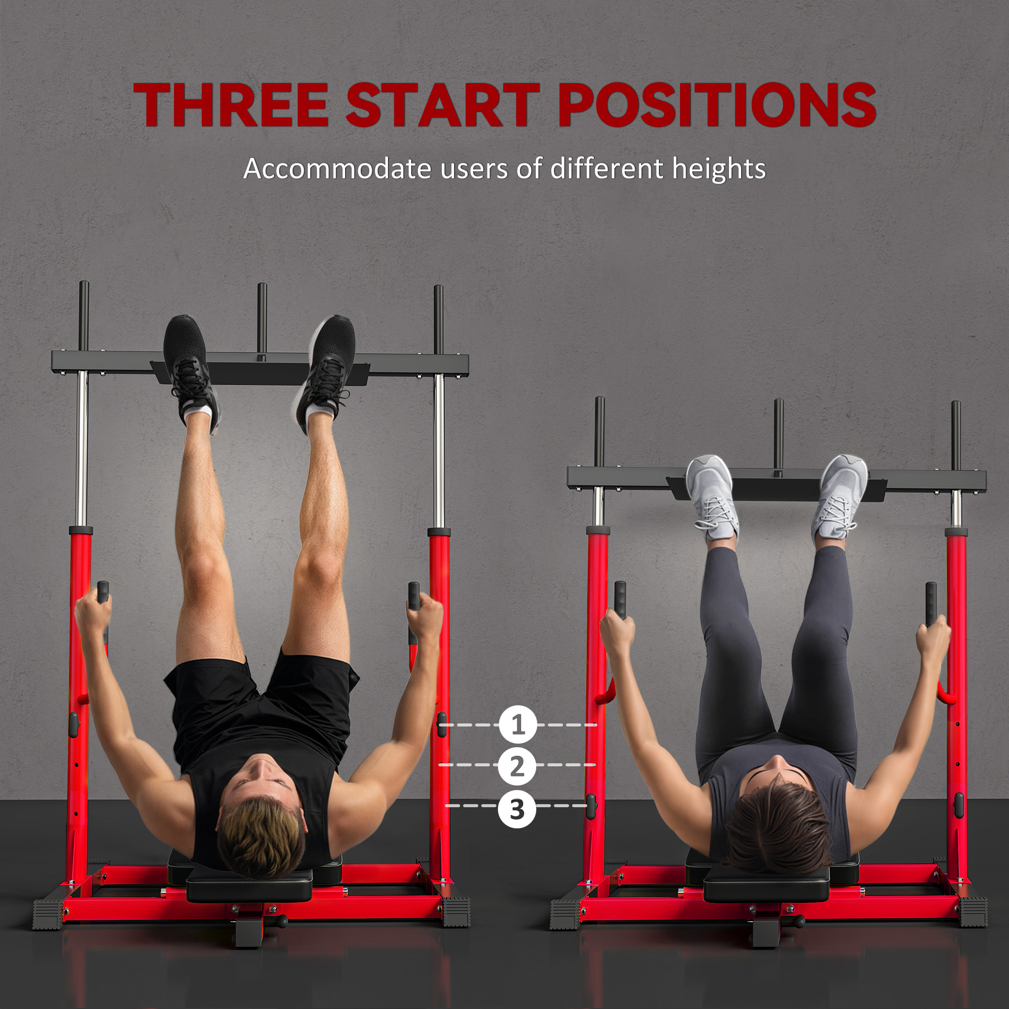 Vertical Leg Press Machine with Adjustable Leg, Back and Head Positions, 1" Standard Plate Compatible, Red - Image 4