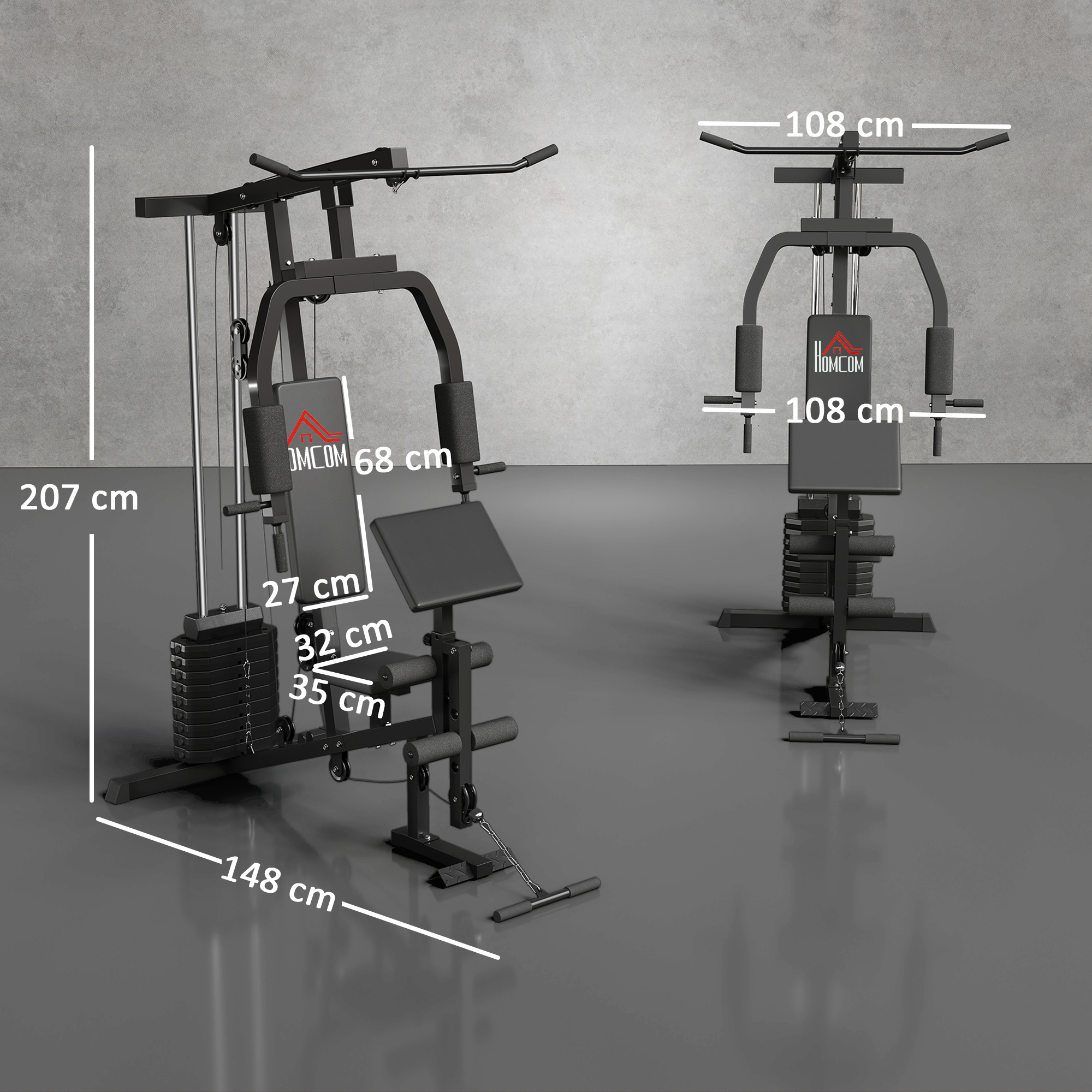 Multi Gym Equipment, 45KG Weight Stack, Chest Press, Butterfly Press & Leg Developer for Strength Training - Image 3