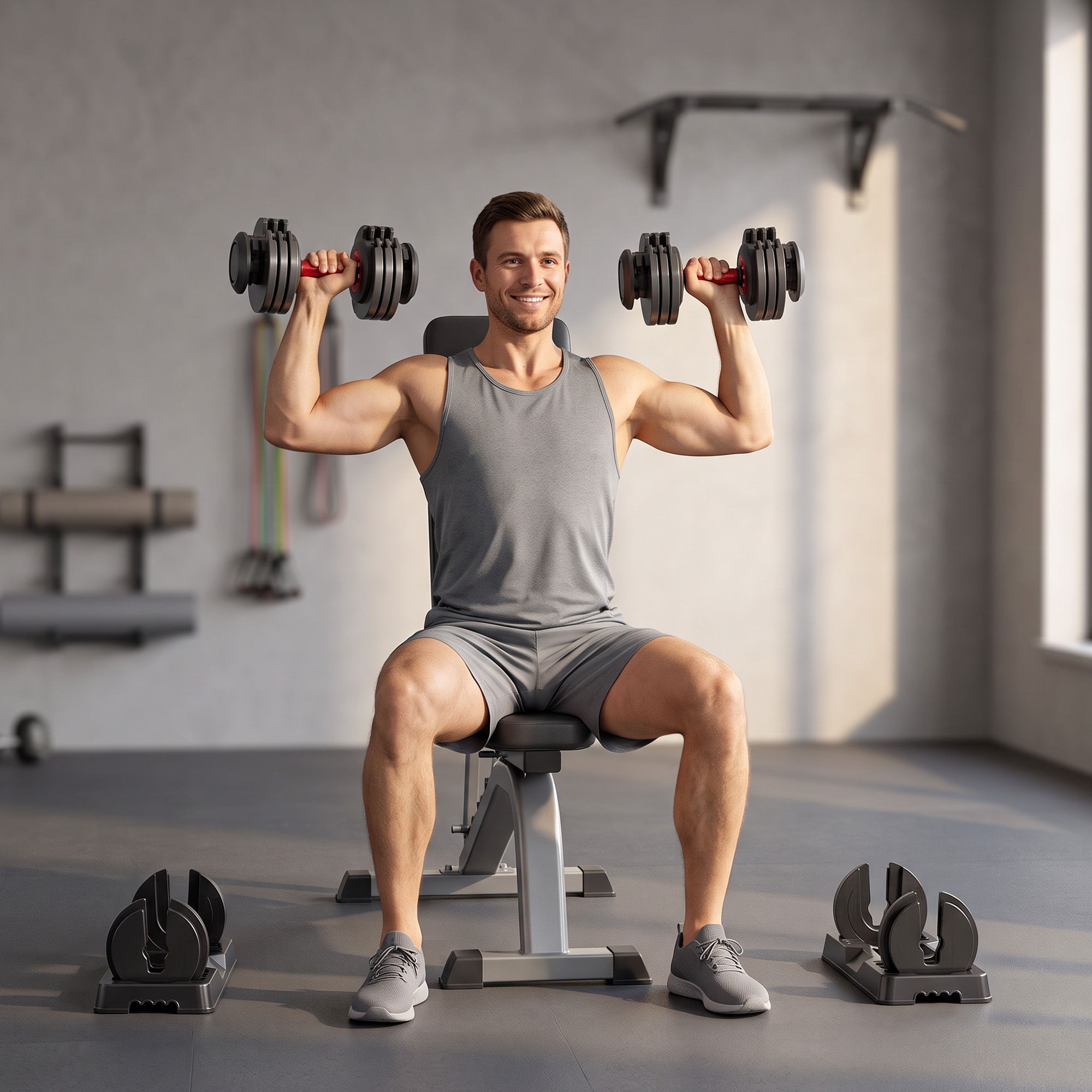 24kg Adjustable Dumbbell Set of 2, 10-in-1 Dumbbell Weights with Quick-Dial System, Safety Lock, Non-Slip Grip, Storage Tray, Space-Saving Free Weights for Home Gym Strength Training - Image 8