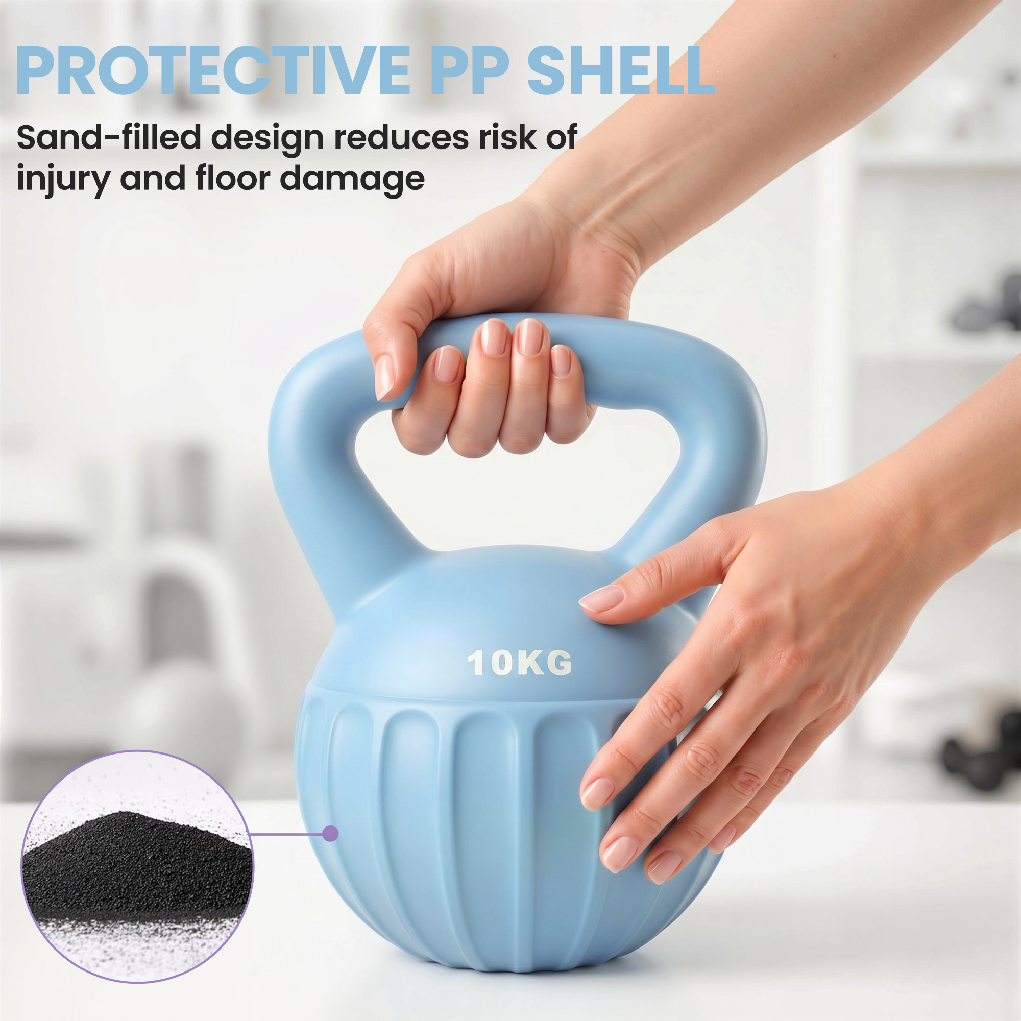 Kettlebell for Strength Training Kettle Bell with Non-Slip Handle 10 kg Blue - Image 5