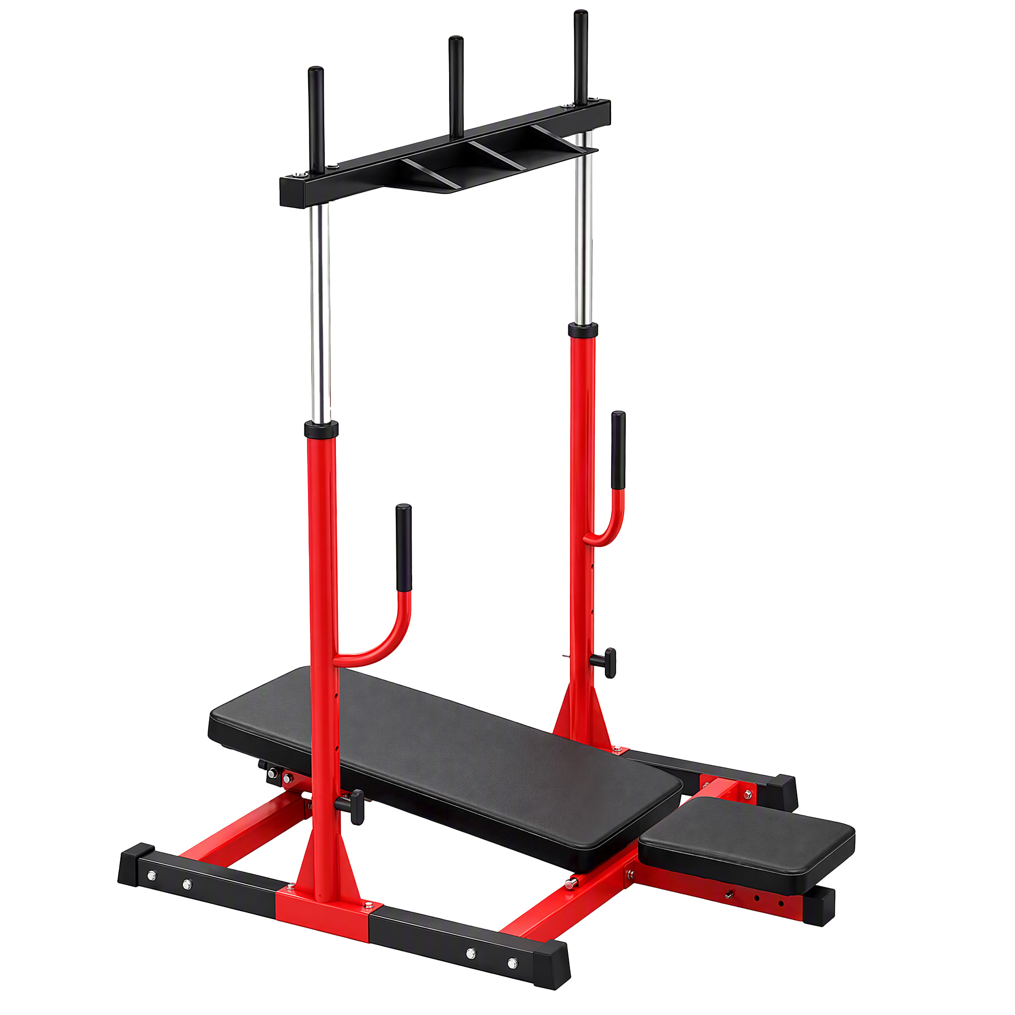 Vertical Leg Press Machine with Adjustable Leg, Back and Head Positions, 1" Standard Plate Compatible, Red