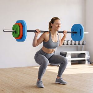 Alternative view of 20 kg Adjustable Barbell Weights Set, Barbell Bar with Weight Plates, Non-slip Handle, Multicolour