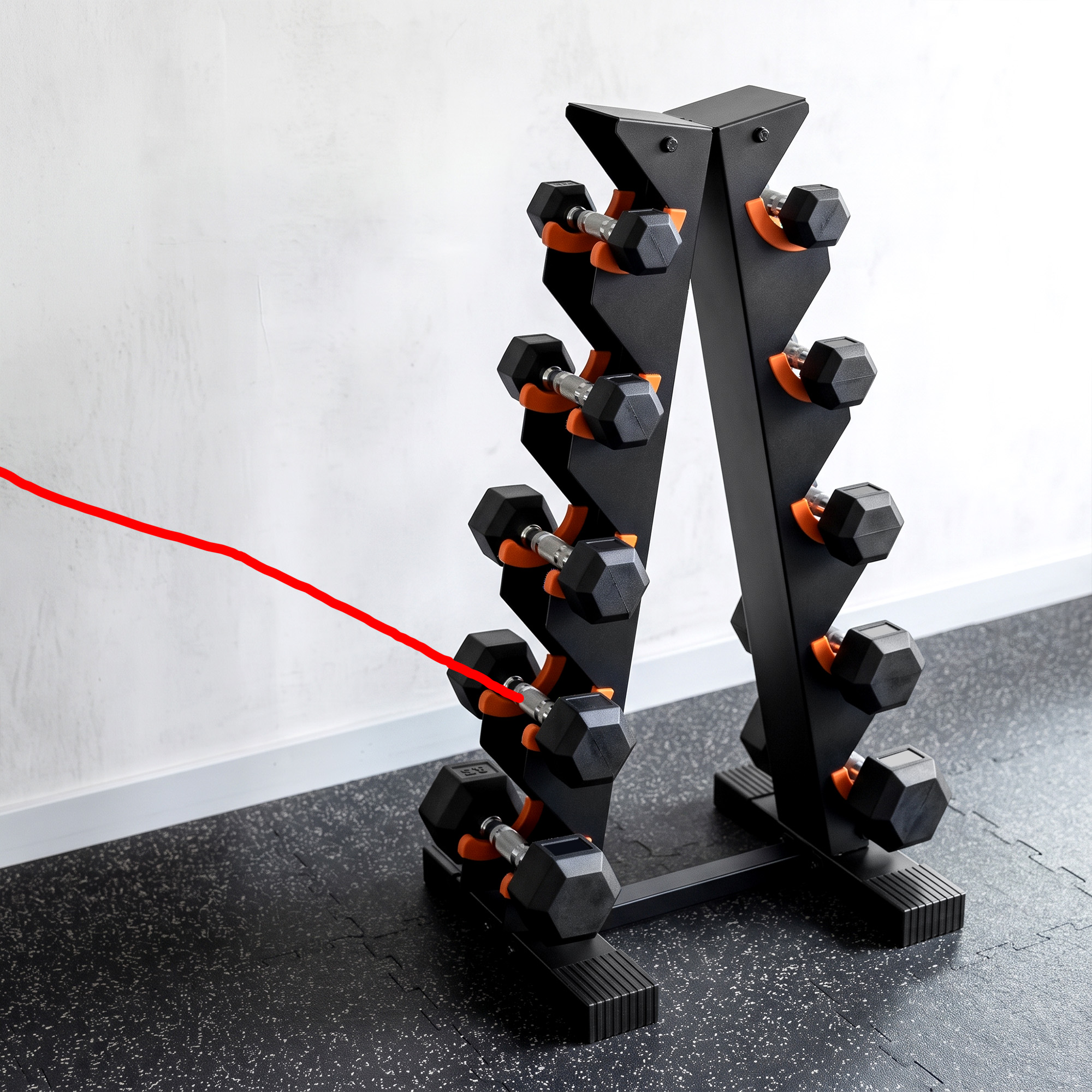 5-Tier Dumbbell Rack, A-Frame Weight Stand with Protective Washers, Non-Slip Feet, Space-Saving Storage for Home Gym - Image 5
