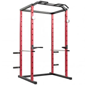 Power Tower, Adjustable Squat Rack with Pull-Up Bar, Dip Station & Safety Arms for Home Gym Strength Training