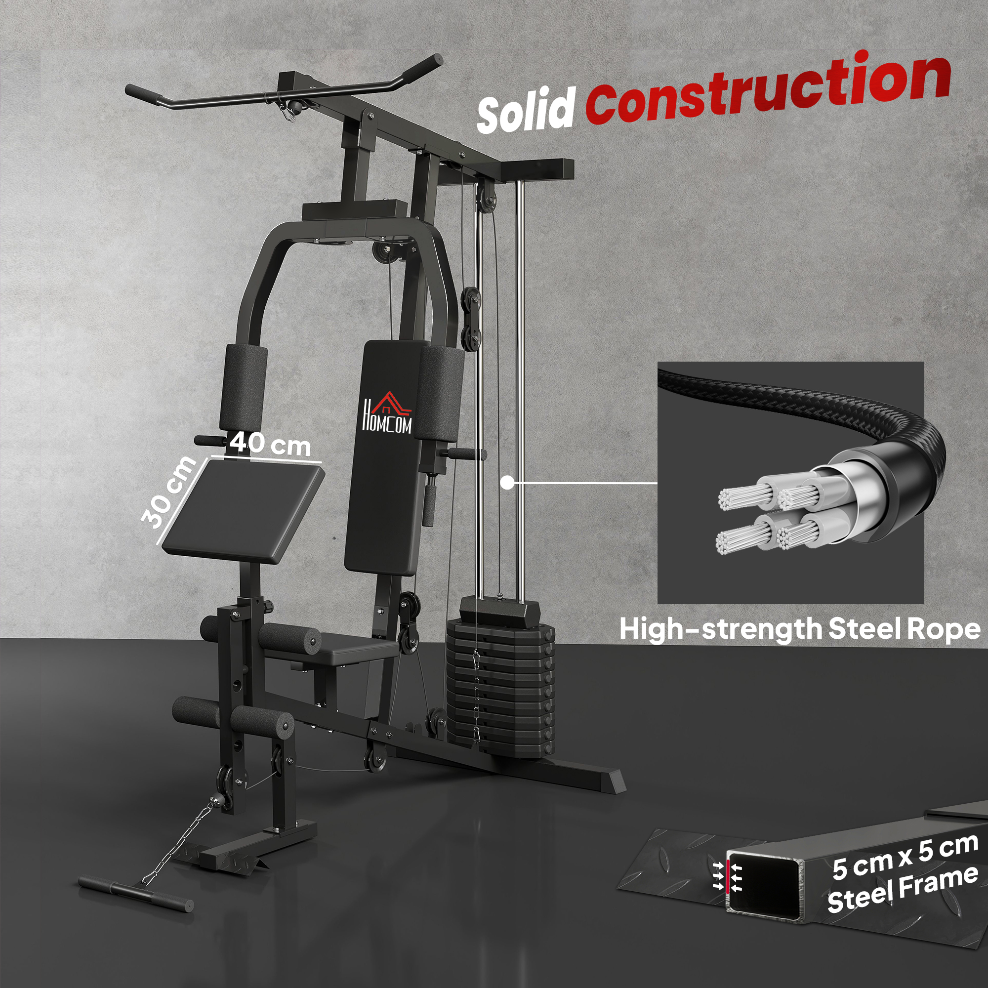Multi Gym Equipment, 45KG Weight Stack, Chest Press, Butterfly Press & Leg Developer for Strength Training - Image 6