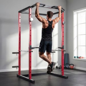 Alternative view of Power Tower, Adjustable Squat Rack with Pull-Up Bar, Dip Station & Safety Arms for Home Gym Strength Training