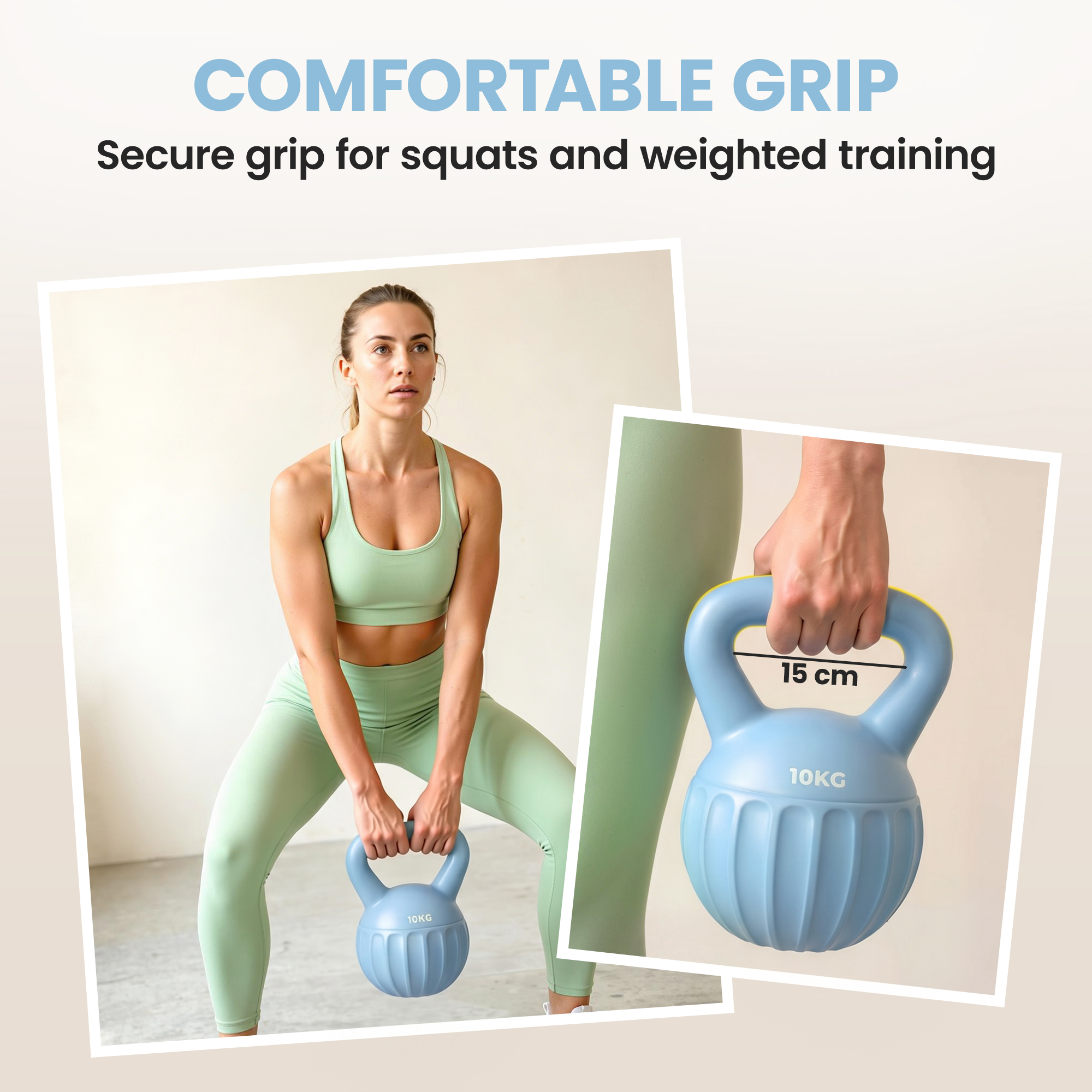 Kettlebell for Strength Training Kettle Bell with Non-Slip Handle 10 kg Blue - Image 6
